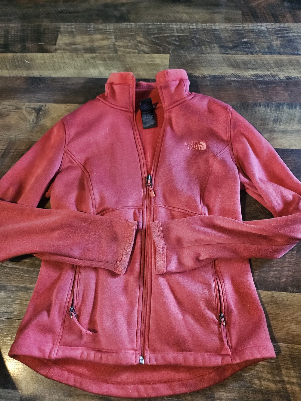The North Face Women's Coral-Red Teddy Fleece Jacket - Full Zip